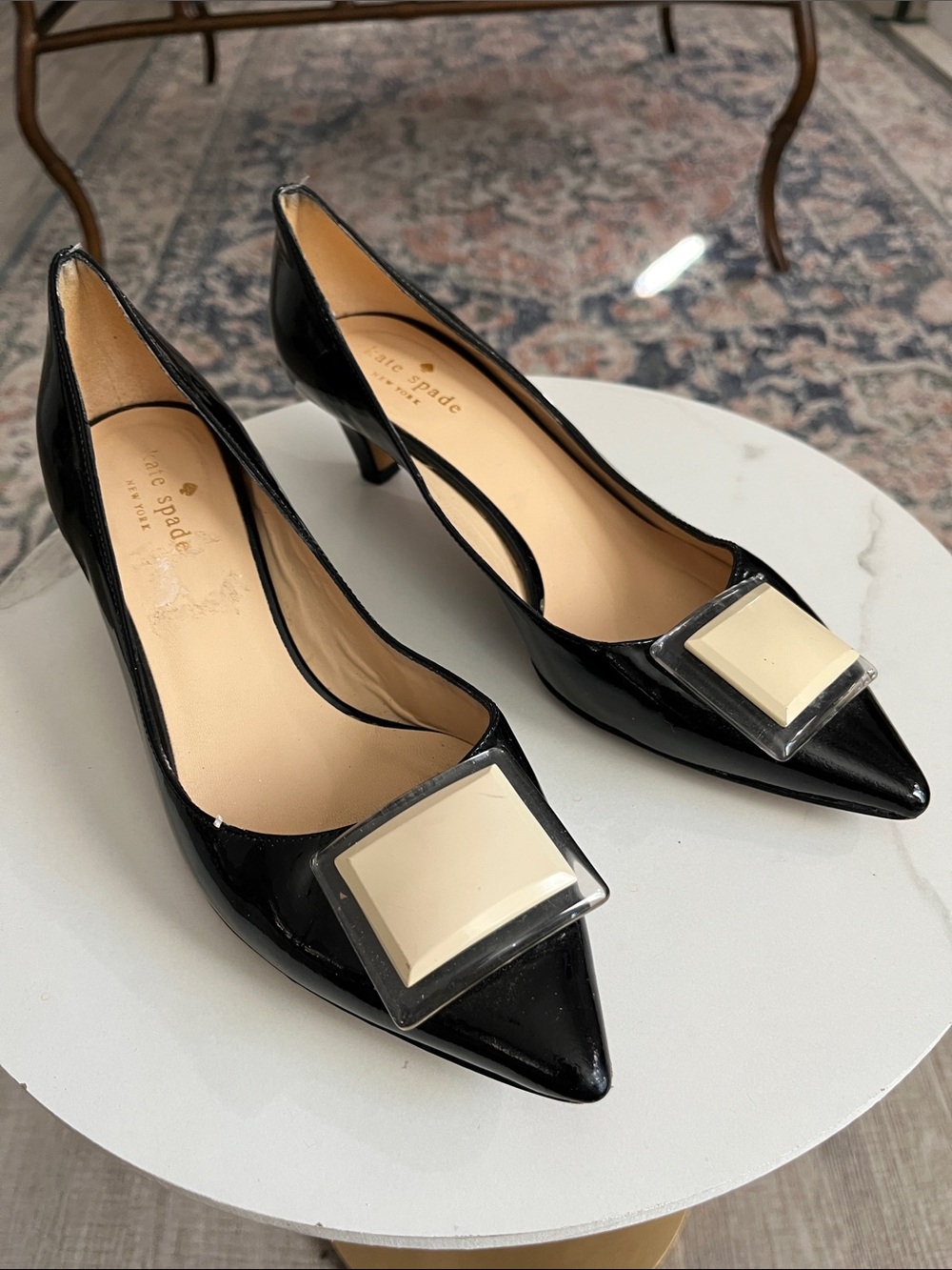 kate spade Black Patent Pointed toe pumps